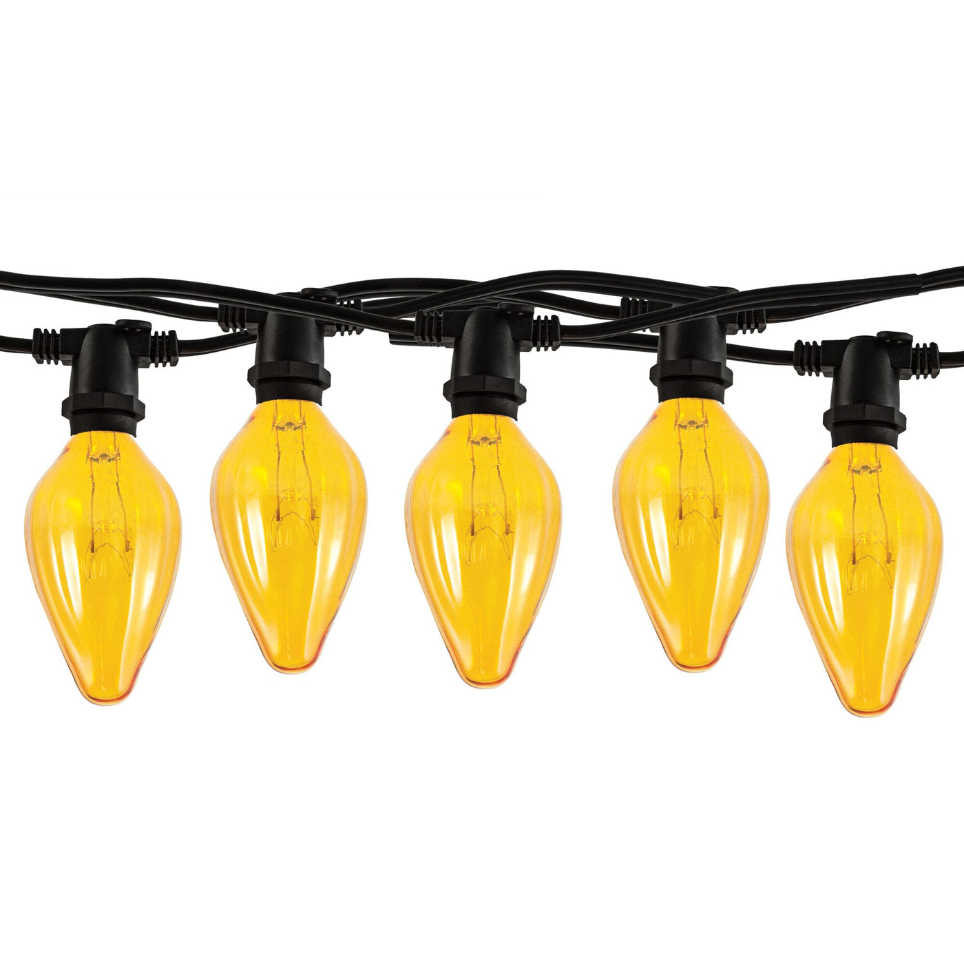 14' String Light 10 Sockets Kit Black W/15W Fiesta Amber E12 Lamps Bulb Bulbrite