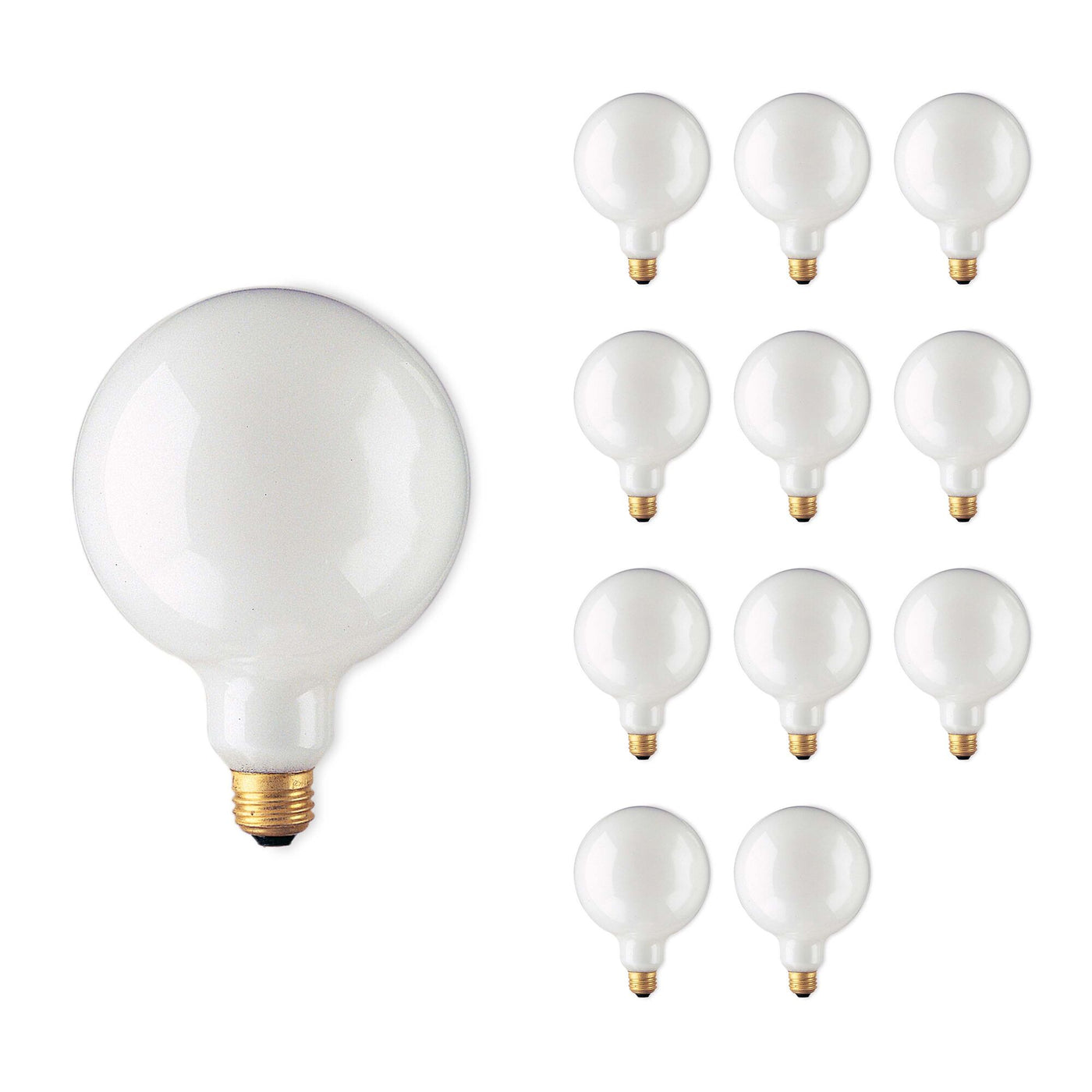 60W G40 Globe White E26 125V-12PK Bulb Bulbrite