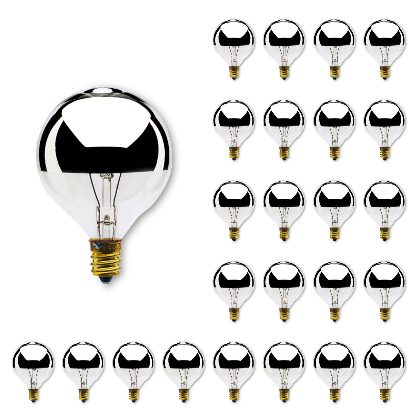 40W G16 Half Mirror E12 120V-25PK Bulb Bulbrite