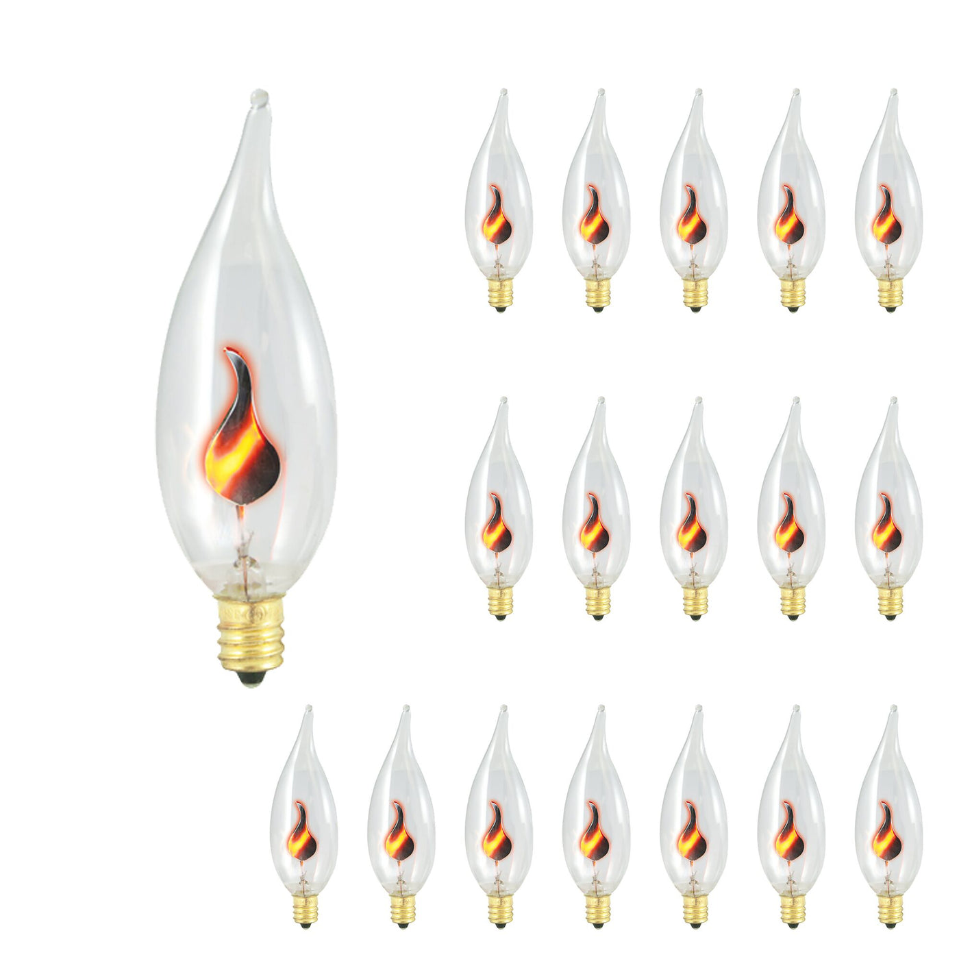 3W CA10 Flicker Flame 32MM Clear E12 130V-18PK Bulb Bulbrite