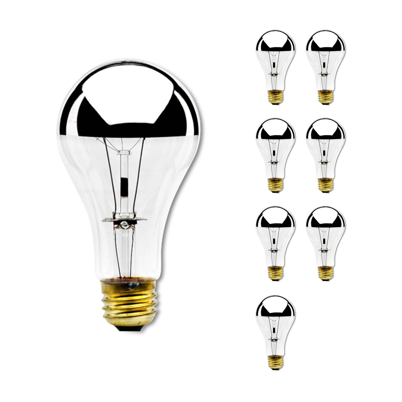 100W A21 Half Mirror E26 120V-8PK Bulb Bulbrite