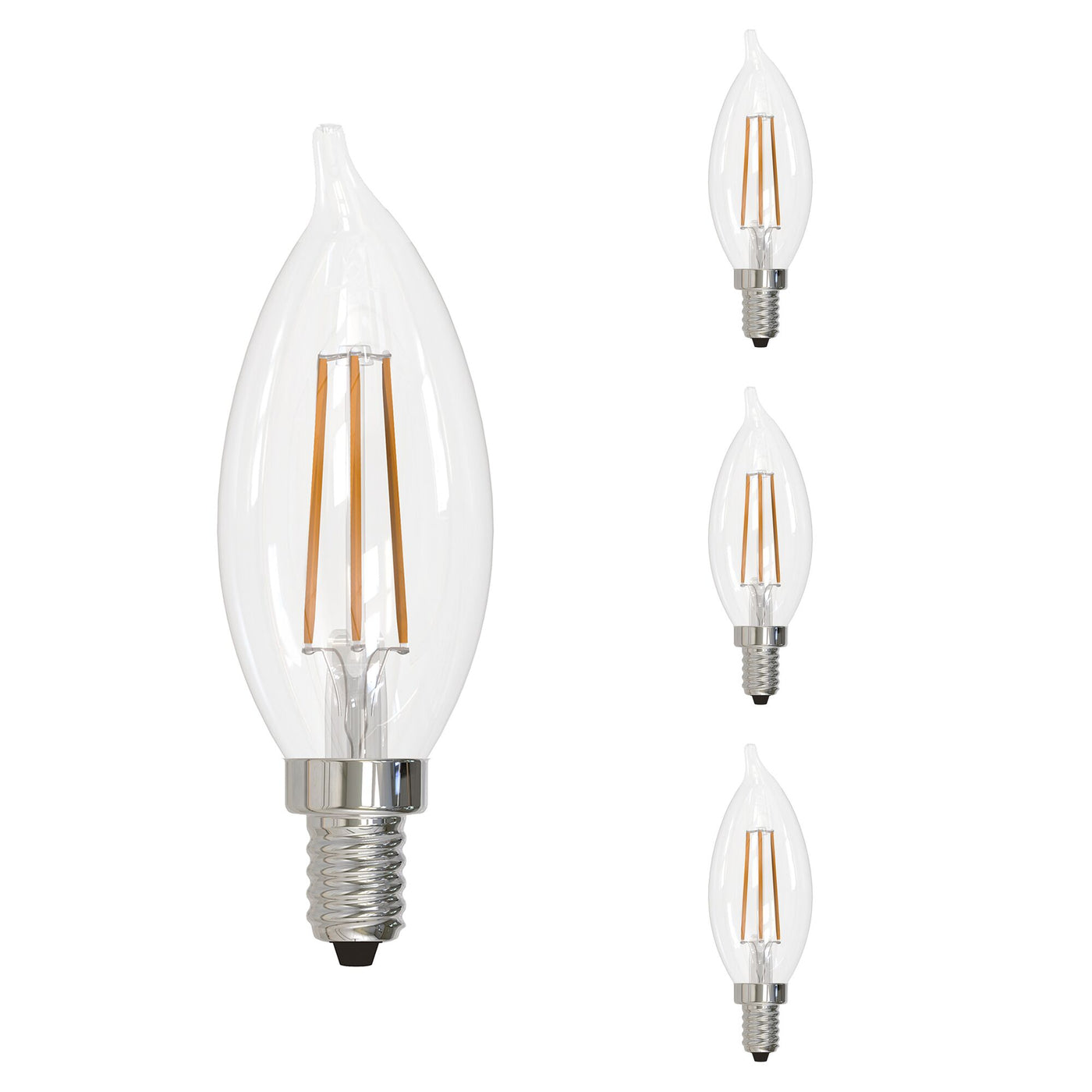 4.5W LED CA10 3000K Filament E12 Fully Compatible DIMMING-4PK Bulb Bulbrite