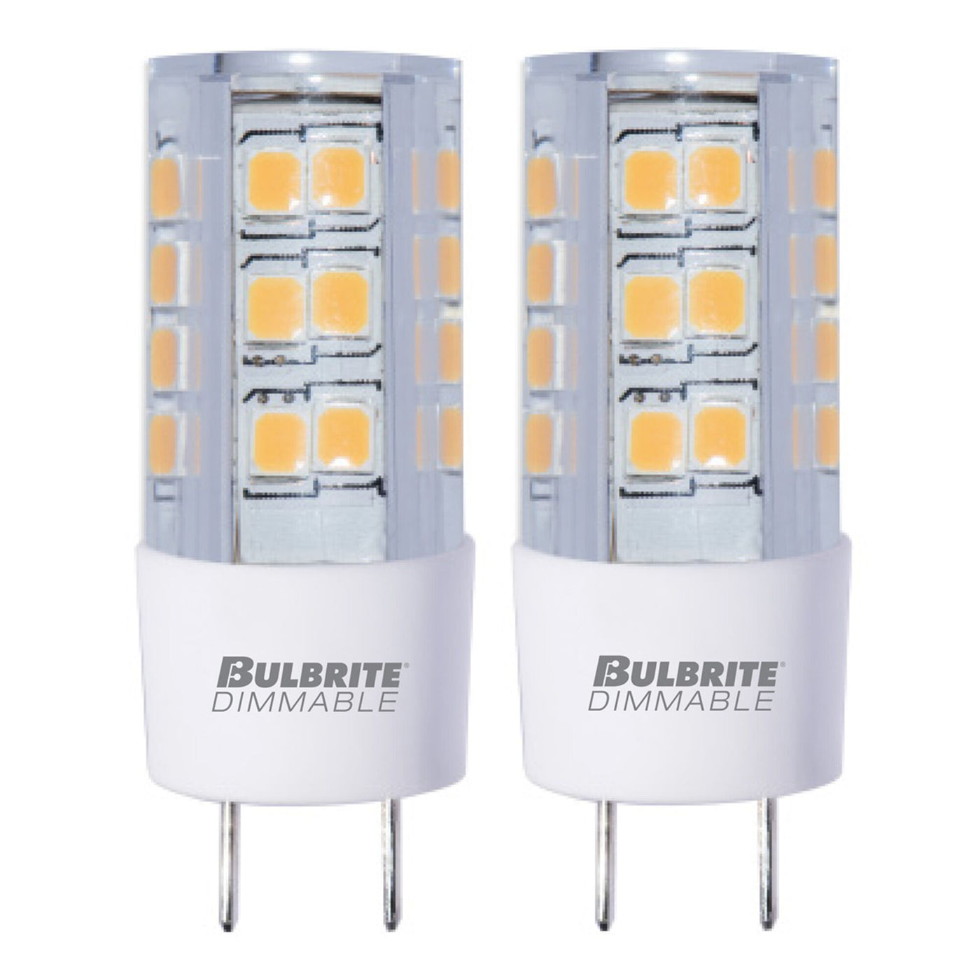 4.5W LED GY8 Clear 3000K 120V DIMMABLE-2PK Bulb Bulbrite