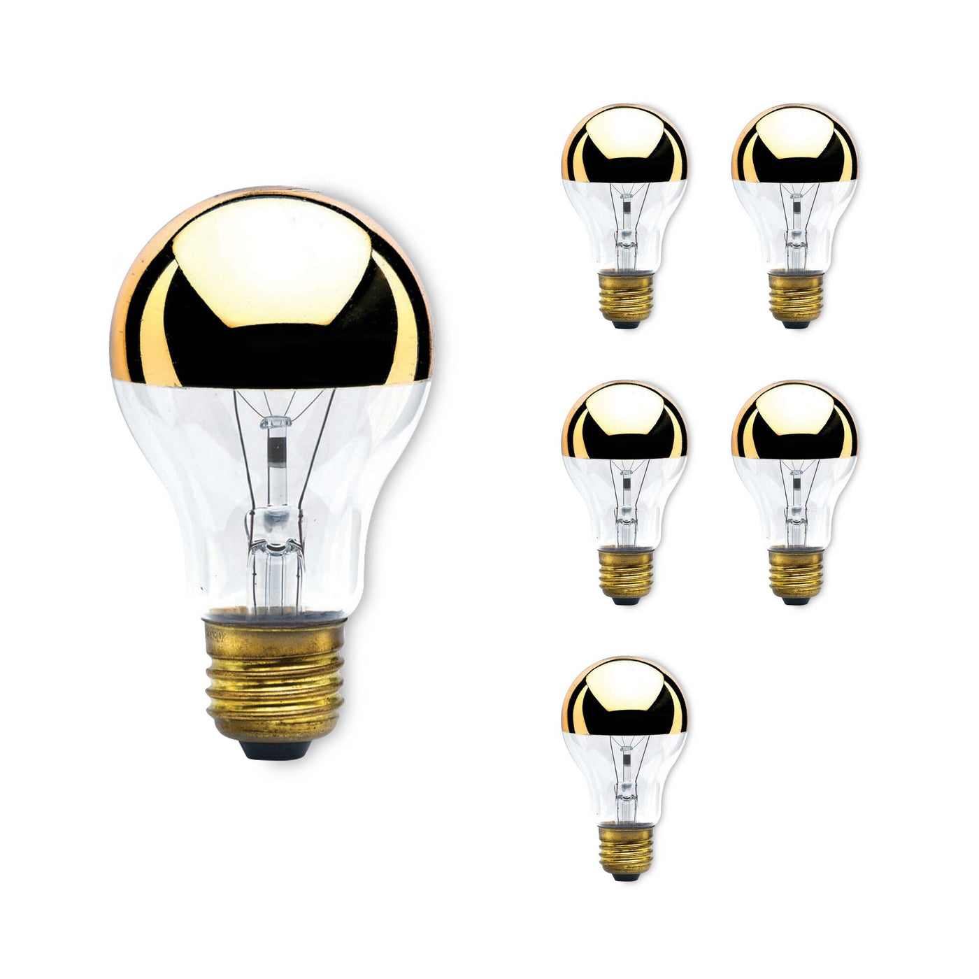 60W A19 Half Gold E26 120V-6PK Bulb Bulbrite