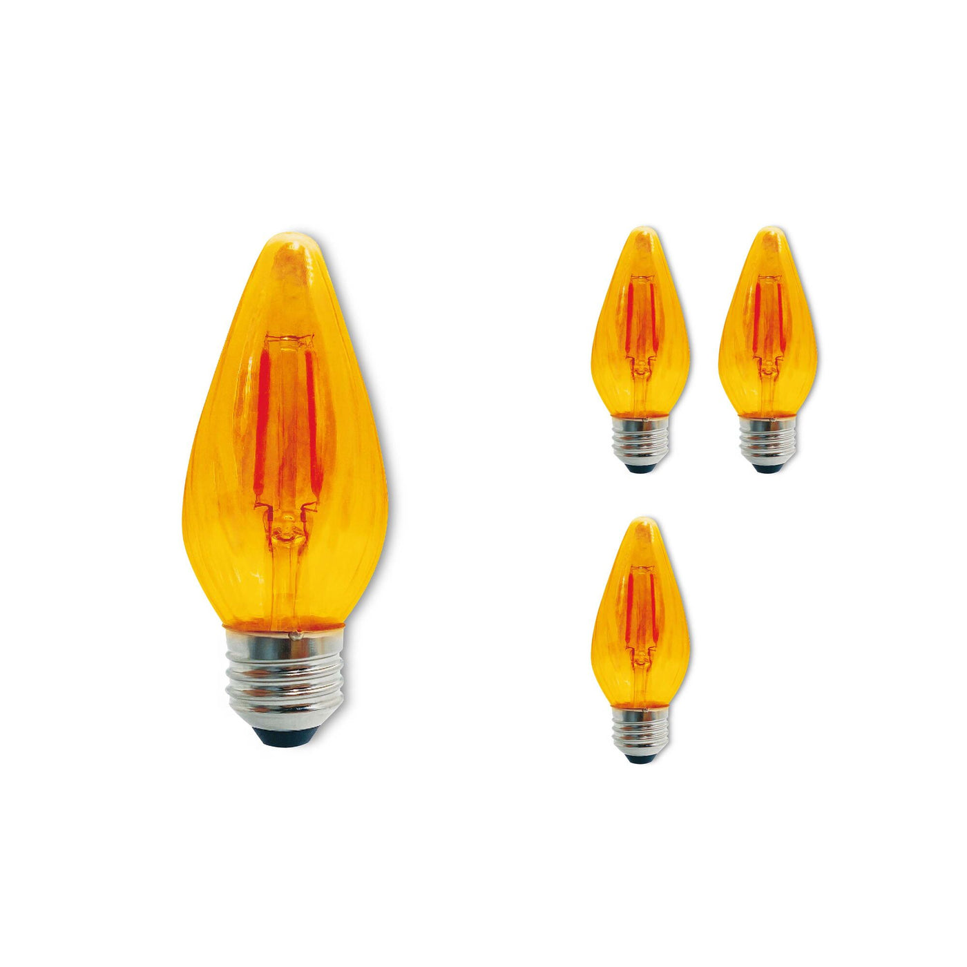 4W LED F15 2100K Filament E26 Fiesta Bulb Amber Fully Compatible Dimming - 4PK Bulb Bulbrite