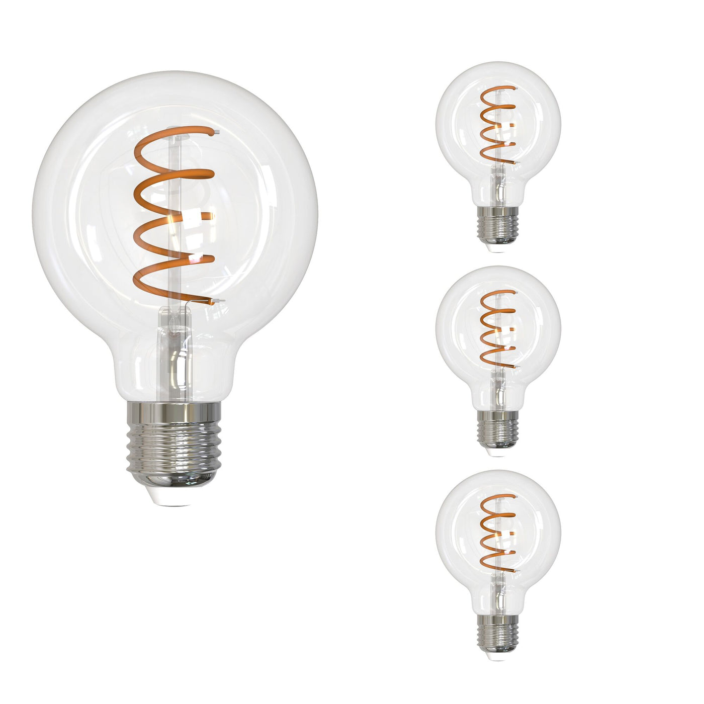 4W LED G25 2100K Curved Filament SPIRAL-4PK Bulb Bulbrite