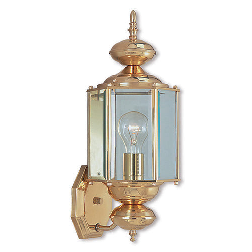 1 Light Polished Brass Outdoor Wall Lantern Lantern Livex