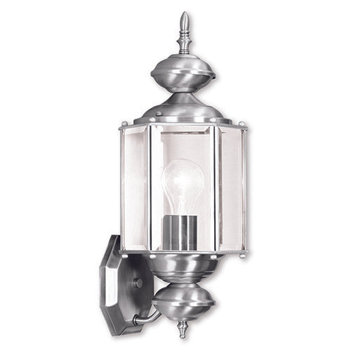 1 Light Brushed Nickel Outdoor Wall Lantern Lantern Livex
