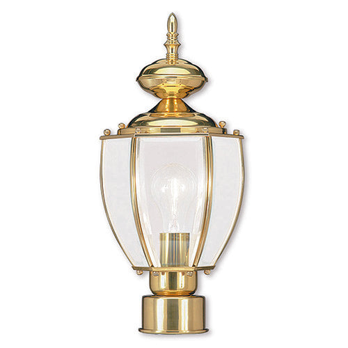 1 Light Polished Brass Outdoor Post Top Lantern