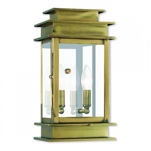 2 Light Antique Brass Outdoor Wall Lantern Lantern Livex