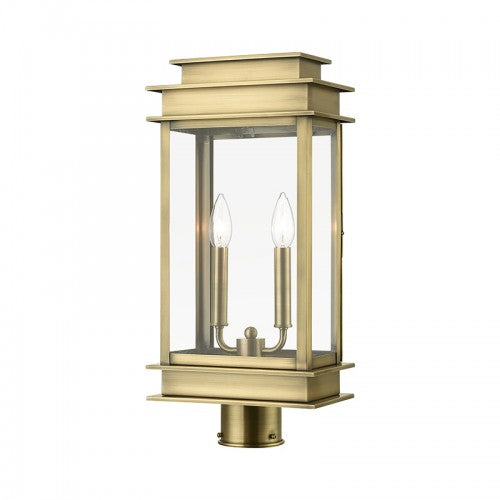 2 Light Antique Brass Outdoor Large Post Top Lantern