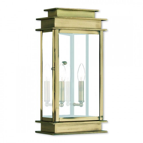 2 Light Antique Brass Outdoor Wall Lantern Lantern Livex