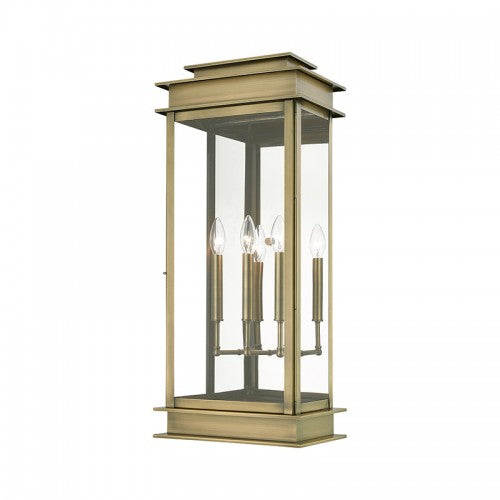 3 Light Antique Brass with Polished Chrome Stainless Steel Reflector Outdoor Extra Large Wall Lantern Lantern Livex