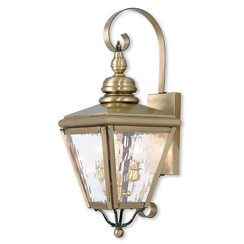 2 Light Antique Brass Outdoor Wall Lantern Lantern Livex