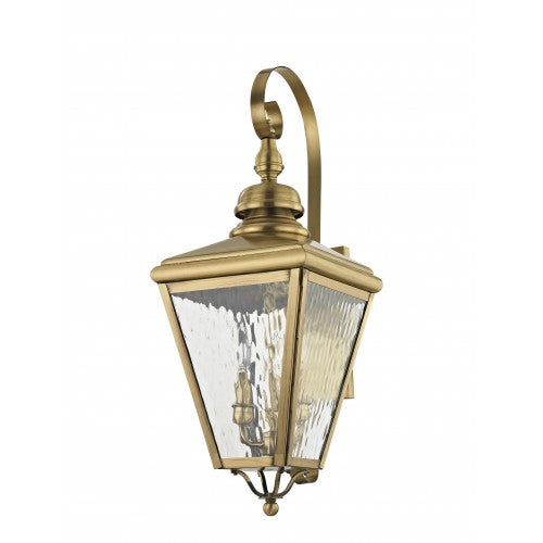 3 Light Antique Brass Outdoor Wall Lantern Lantern Livex