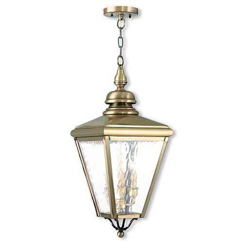 3 Light Antique Brass Outdoor Lantern Lantern Livex