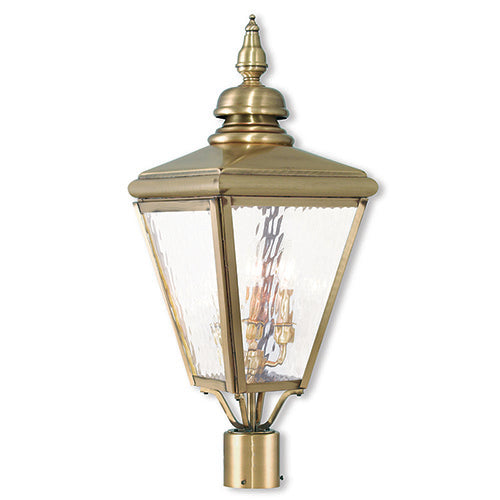 3 Light Antique Brass Post Top Lantern Lantern Livex