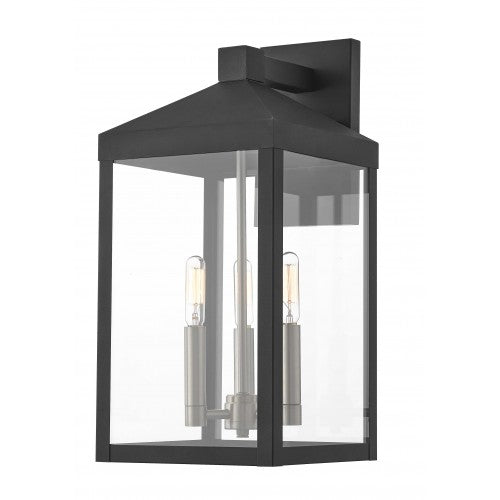 3 Light Black Outdoor Wall Lantern Lantern Livex