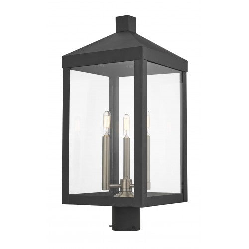 3 Light Black Outdoor Post Top Lantern Lantern Livex