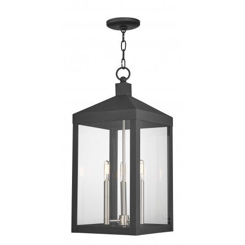 3 Light Black Outdoor Pendant Lantern Lantern Livex