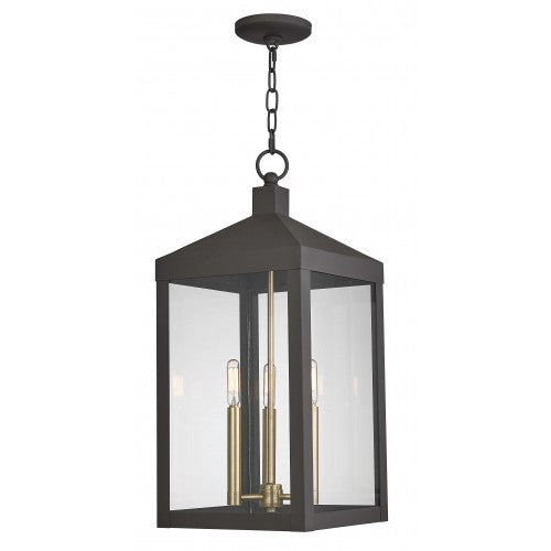 3 Light Bronze Outdoor Pendant Lantern Lantern Livex