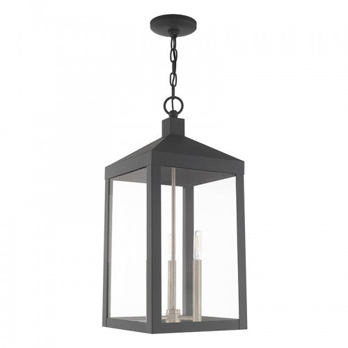 3 Light Scandinavian Gray Outdoor Pendant Lantern Lantern Livex