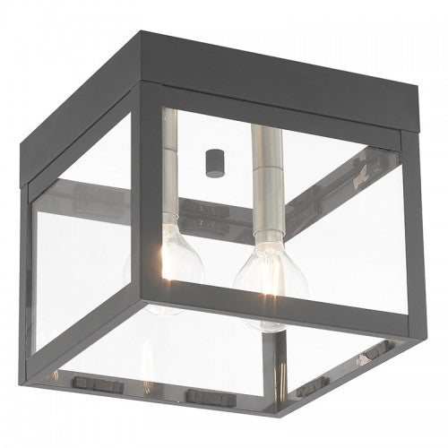 2 Light Scandinavian Gray Outdoor Ceiling Mount Exterior Livex