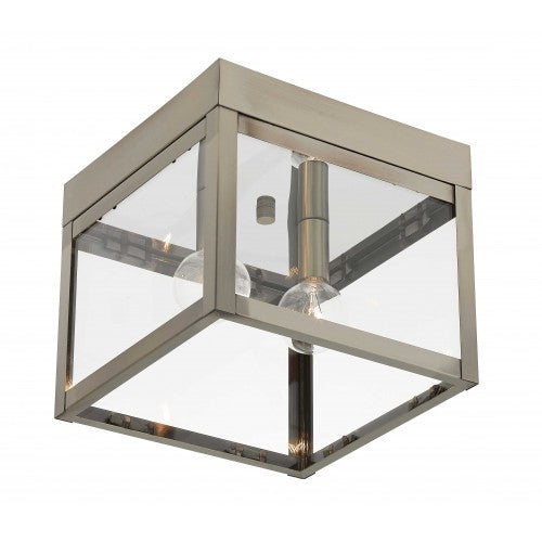 2 Light Brushed Nickel Outdoor Ceiling Mount Exterior Livex