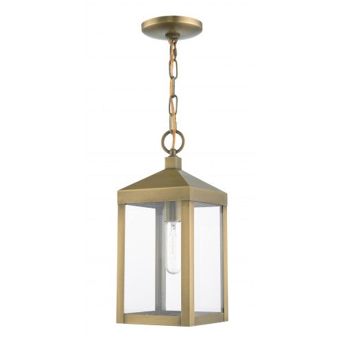 1 Light Antique Brass Outdoor Pendant Lantern Post Livex