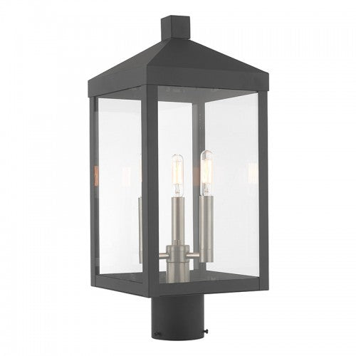 3 Light Scandinavian Gray Outdoor Post Top Lantern Post Livex