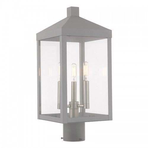 3 Light Nordic Gray Outdoor Post Top Lantern Post Livex