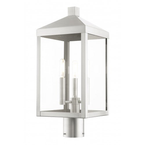 3 Light Brushed Nickel Outdoor Post Top Lantern Post Livex