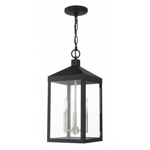 3 Light Black Outdoor Pendant Lantern Lantern Livex