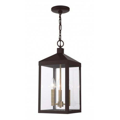 3 Light Bronze Outdoor Pendant Lantern Lantern Livex