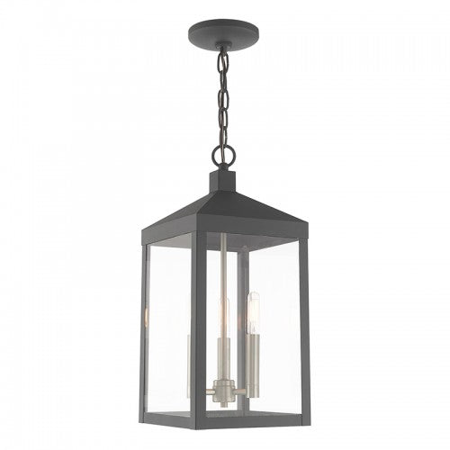 3 Light Scandinavian Gray Outdoor Pendant Lantern Lantern Livex