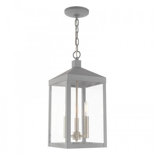 3 Light Nordic Gray Outdoor Pendant Lantern Lantern Livex