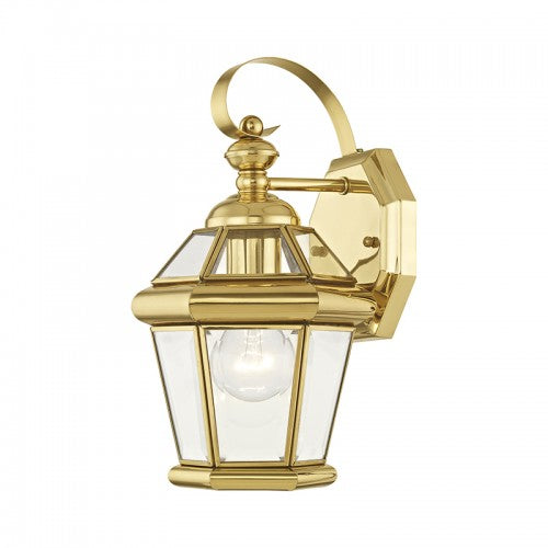 1 Light Polished Brass Outdoor Wall Lantern Exterior Livex