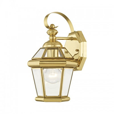 1 Light Polished Brass Outdoor Wall Lantern Exterior Livex