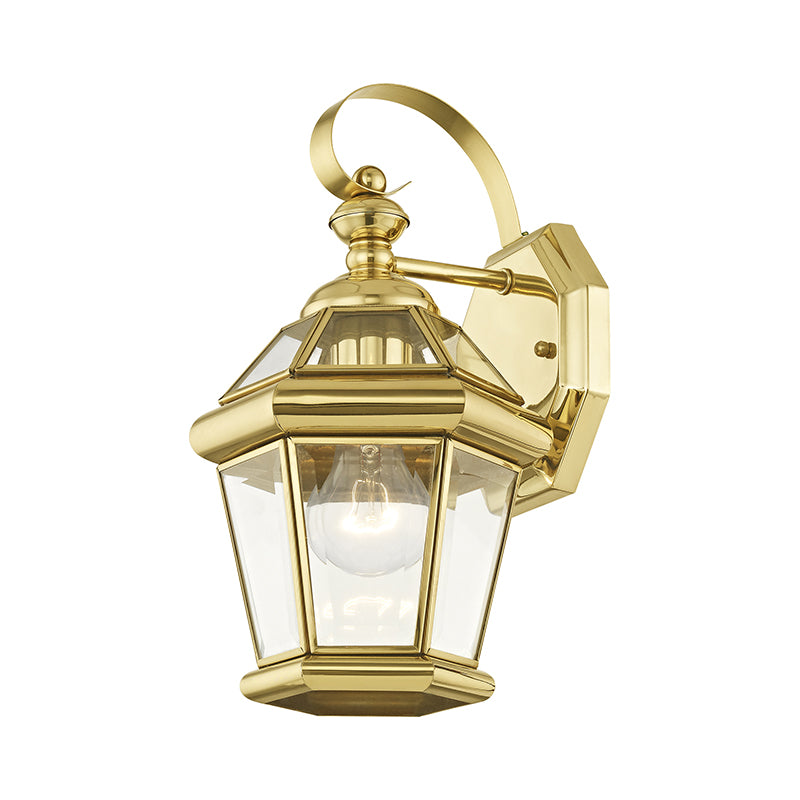 1 Light Polished Brass Outdoor Wall Lantern Exterior Livex