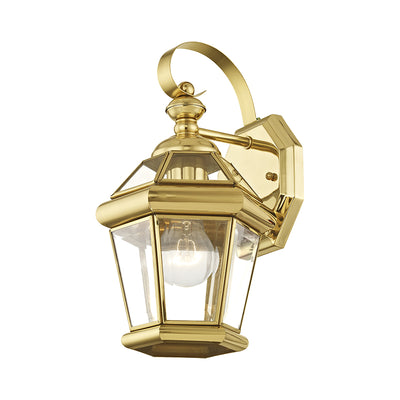 1 Light Polished Brass Outdoor Wall Lantern Exterior Livex