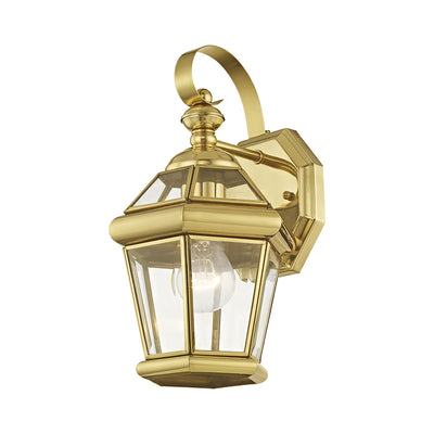 1 Light Polished Brass Outdoor Wall Lantern Exterior Livex