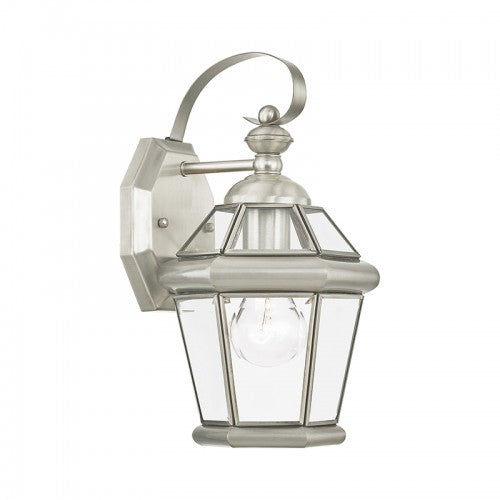 1 Light Brushed Nickel Outdoor Wall Lantern Exterior Livex