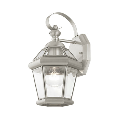 1 Light Brushed Nickel Outdoor Wall Lantern Exterior Livex