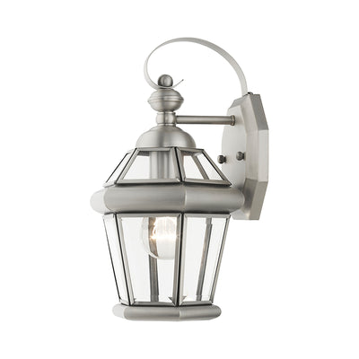 1 Light Brushed Nickel Outdoor Wall Lantern Exterior Livex