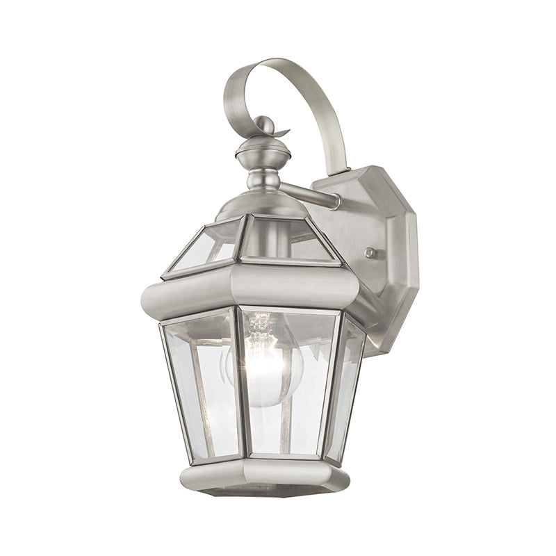 1 Light Brushed Nickel Outdoor Wall Lantern Exterior Livex