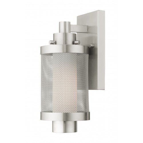 1 Light Brushed Nickel Wall Lantern Exterior Livex