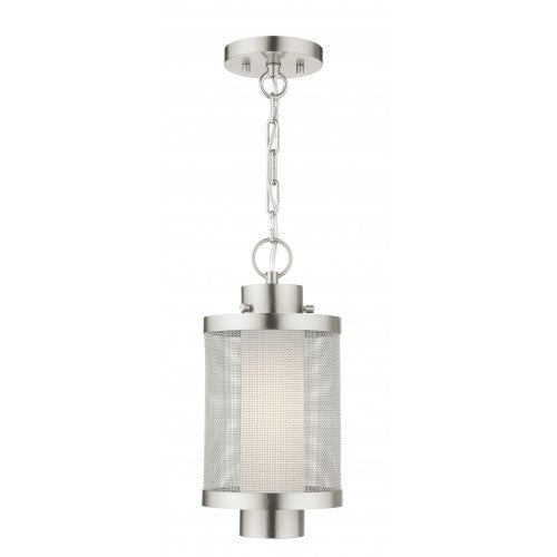 1 Light Brushed Nickel Pendant Lantern Livex