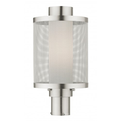 1 Light Brushed Nickel Post Top Light Lantern Livex