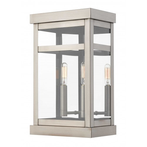 2 Light Brushed Nickel Outdoor Wall Lantern Lantern Livex