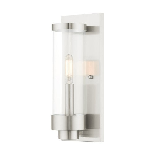 1 Light Brushed Nickel Outdoor ADA Wall Lantern Lantern Livex